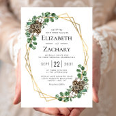 Invitation Mariage d'hiver Aquarelle Verdure Pine Cônes