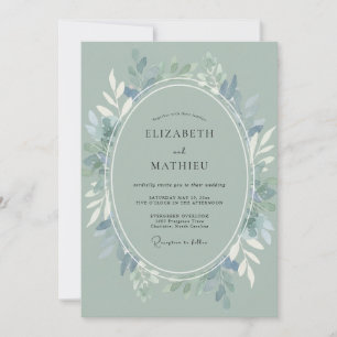 Invitation Mariage d'hiver arctique vert sauge