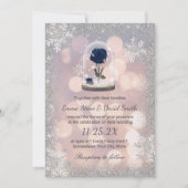 Invitation Mariage d'hiver Argent Rose bleu Dome (Devant)