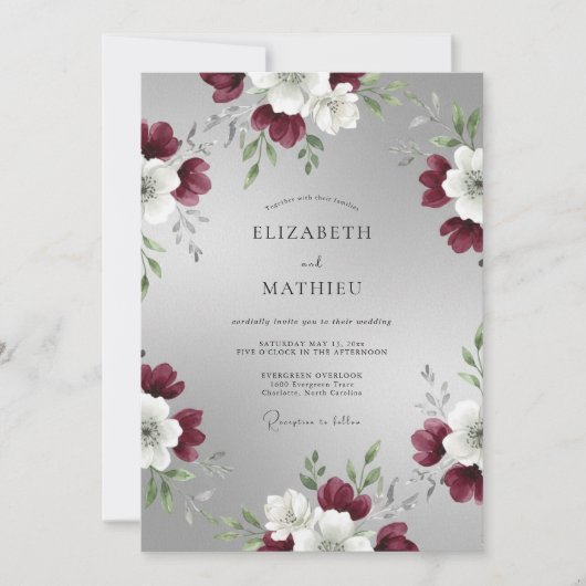 Invitation Mariage d'hiver argenté et solennel (Devant)