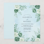 Invitation Mariage d'hiver atmosphérique bleu clair (Devant / Derrière)