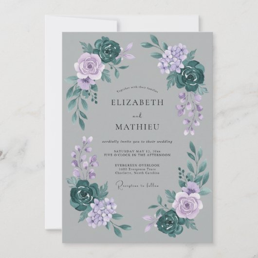 Invitation Mariage d'hiver atmosphérique gris (Devant)