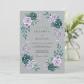Invitation Mariage d'hiver atmosphérique gris (Debout devant)