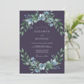 Invitation Mariage d'hiver attirant prune (Debout devant)