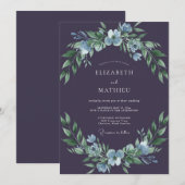 Invitation Mariage d'hiver attirant prune (Devant / Derrière)