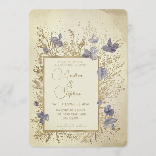 Invitation Mariage d'hiver au feuillage hivernal élégant (Devant)