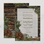 Invitation Mariage d'hiver au pin rustique (Devant / Derrière)