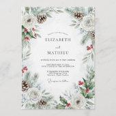 Invitation Mariage d'hiver au pin vert (Devant)