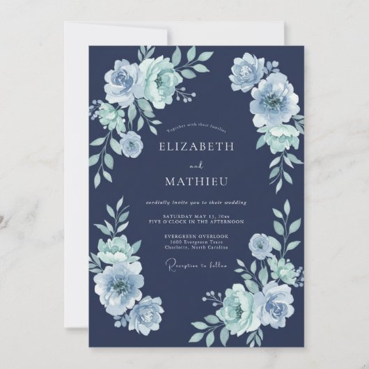 Invitation Mariage d'hiver au solstice de la Navy (Devant)