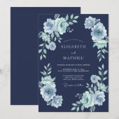 Invitation Mariage d'hiver au solstice de la Navy (Devant / Derrière)