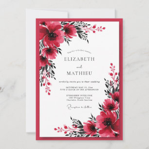 Invitation Mariage d'hiver audacieux cramoisi