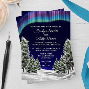 Invitation Mariage d'hiver aux aurores boréales