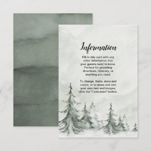 Invitation Mariage d'hiver aux sapins à l'aquarelle