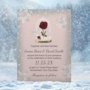 Invitation Mariage d'hiver Beauté Rose Dome Blush rose