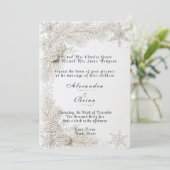 Invitation Mariage d'hiver blanc Branches de pin Flocons de n (Debout devant)