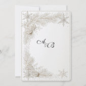 Invitation Mariage d'hiver blanc Branches de pin Flocons de n (Dos)