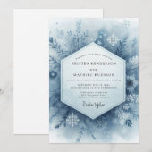Invitation Mariage d'Hiver Bleu (Devant / Derrière)