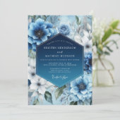 Invitation Mariage d'hiver bleu acier luisant (Debout devant)
