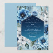 Invitation Mariage d'hiver bleu acier luisant (Devant / Derrière)