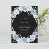 Invitation Mariage d'hiver bleu acier maussade (Debout devant)
