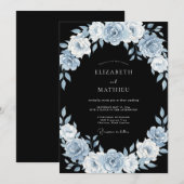 Invitation Mariage d'hiver bleu acier maussade (Devant / Derrière)