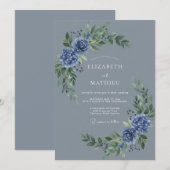 Invitation Mariage d'hiver bleu ardoise maussade (Devant / Derrière)