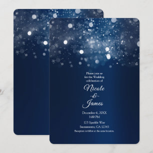 Invitation Mariage d'hiver bleu argenté