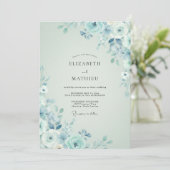 Invitation Mariage d'hiver bleu clair et serein (Debout devant)