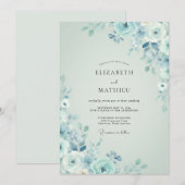 Invitation Mariage d'hiver bleu clair et serein (Devant / Derrière)
