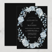 Invitation Mariage d'hiver bleu clair saisissant (Devant / Derrière)