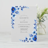 Invitation Mariage d'Hiver Bleu Cobalt Vif (Debout devant)