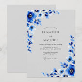 Invitation Mariage d'Hiver Bleu Cobalt Vif (Devant / Derrière)
