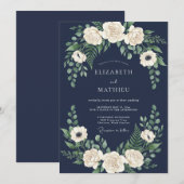 Invitation Mariage d'hiver bleu de minuit (Devant / Derrière)