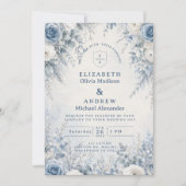 Invitation Mariage d'hiver bleu élégant (Devant)