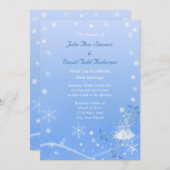 Invitation Mariage d'hiver bleu et blanc (Devant / Derrière)
