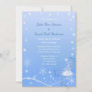 Invitation Mariage d'hiver bleu et blanc