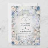 Invitation Mariage d'hiver bleu intemporel (Devant)