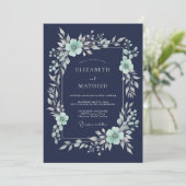 Invitation Mariage d'hiver bleu marine poli (Debout devant)