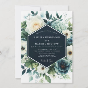 Invitation Mariage d'hiver bleu marine sombre