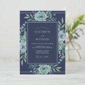 Invitation Mariage d'hiver bleu marine vif (Debout devant)