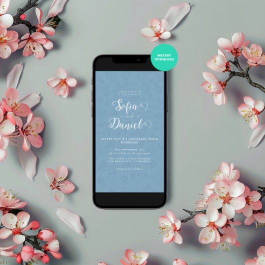 Invitation Mariage d'hiver bleu minimaliste