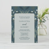 Invitation Mariage d'hiver bleu Moody Navy (Debout devant)