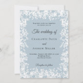 Invitation Mariage d'hiver bleu poussiéreux aux flocons de ne (Devant)
