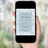 Invitation Mariage d'hiver bleu poussiéreux aux flocons de ne