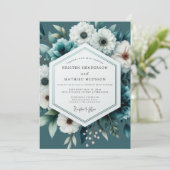 Invitation Mariage d'hiver bleu-vert sombre (Debout devant)