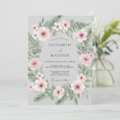 Invitation Mariage d'hiver botanique doux gris clair (Debout devant)