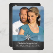 Invitation Mariage d'hiver | Chalkboard Silver Snowflake Blue (Devant / Derrière)
