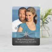 Invitation Mariage d'hiver | Chalkboard Silver Snowflake Blue (Debout devant)