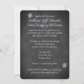 Invitation Mariage d'hiver | Chalkboard Silver Snowflake Blue (Dos)
