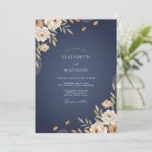 Invitation Mariage d'hiver chic bleu marine (Debout devant)